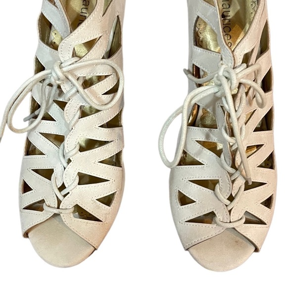 Maurices Taupe/bone gladiator style wedge sandals - Picture 5 of 9